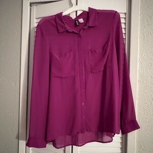 H&M Magenta Button-Down Shirt